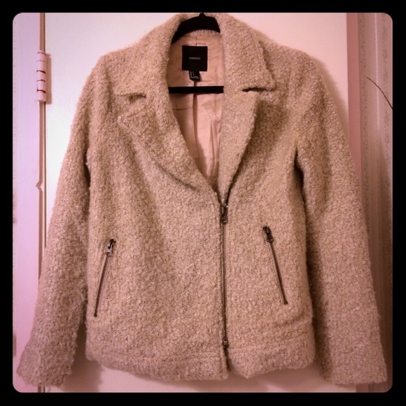 Forever 21 Jackets & Blazers - Forever 21 teddy bear Boucle fuzzy Moto jacket S